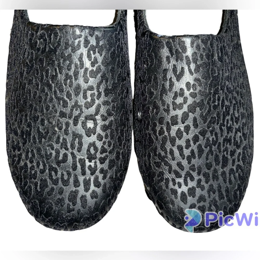 SAS Bliss Leopard Print Black Wedge Slip On Shoes